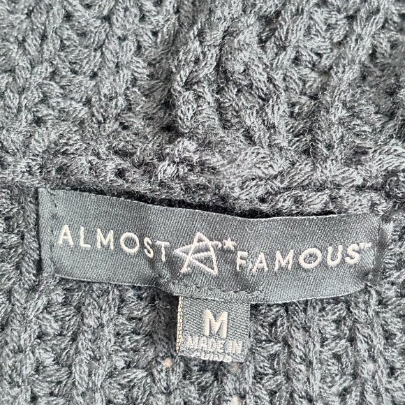 Almost Famous Black and White Open Front Mixed Design Cardigan - Picture 5 of 9
